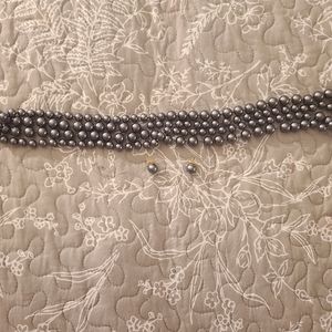 Costume black pearl necklace and earrings